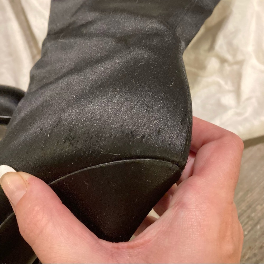 Prada Black Satin Knee-High Stiletto Boots - Picture 4 of 12